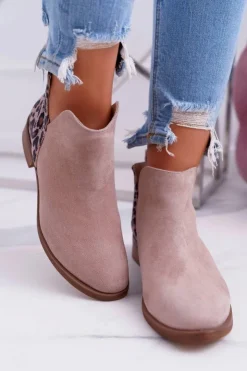 Damskie Boto Botki Damskie Płaski Obcas Wiosenne Skórzane Beżowe Madness