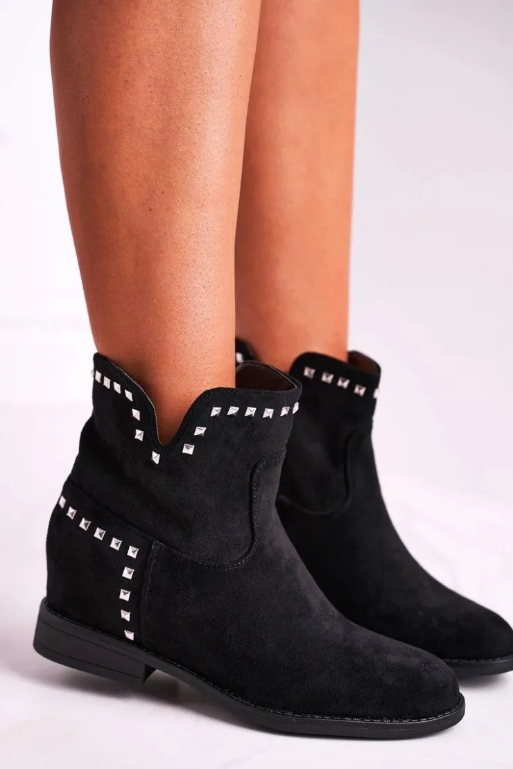 Damskie Boto Botki Damskie Płaski Obcas Czarne Autumn Vibes