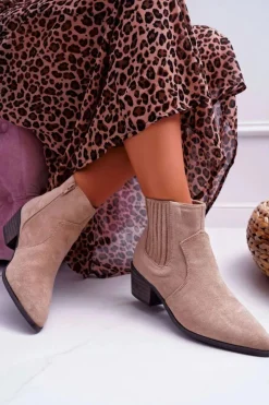 Boto Brązowe I Beżowe Botki|Botki Zamszowe*Botki Damskie Płaski Obcas Beżowe Umberco