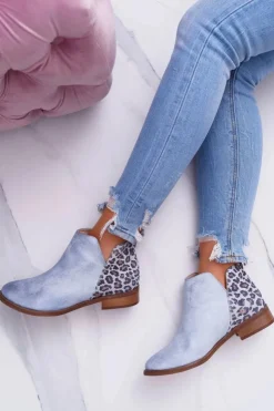 Boto Botki Wiosenne|Brązowe I Beżowe Botki*Botki Damskie Płaski Obcas Wiosenne Skórzane Niebieskie Madness