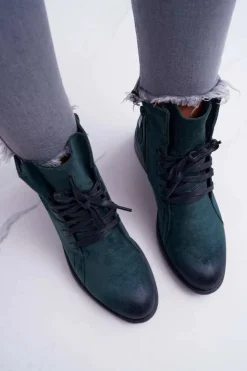Damskie Buty damskie Vinceza Botki Damskie Płaski Obcas Workery Zielone Teref