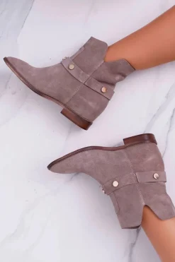 Damskie Laura Messi Botki Damskie Płaskie 1890 Skóra Zamsz Beżowe Darmah