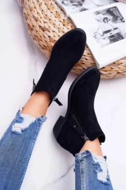 Buty Sergio Leone Botki Zimowe Damskie|Botki Zamszowe*Botki Damskie Sergio Leone Czarne BT500 Jeronte