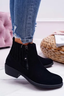 Buty Sergio Leone Botki Zimowe Damskie|Botki Zamszowe*Botki Damskie Sergio Leone Czarne BT500 Jeronte