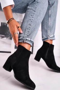 Buty Sergio Leone Botki Na Słupku|Czarne Botki*Botki Damskie Sergio Leone Czarne BT528