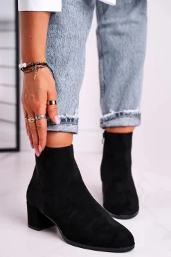 Buty Sergio Leone Botki Na Słupku|Czarne Botki*Botki Damskie Sergio Leone Czarne BT528