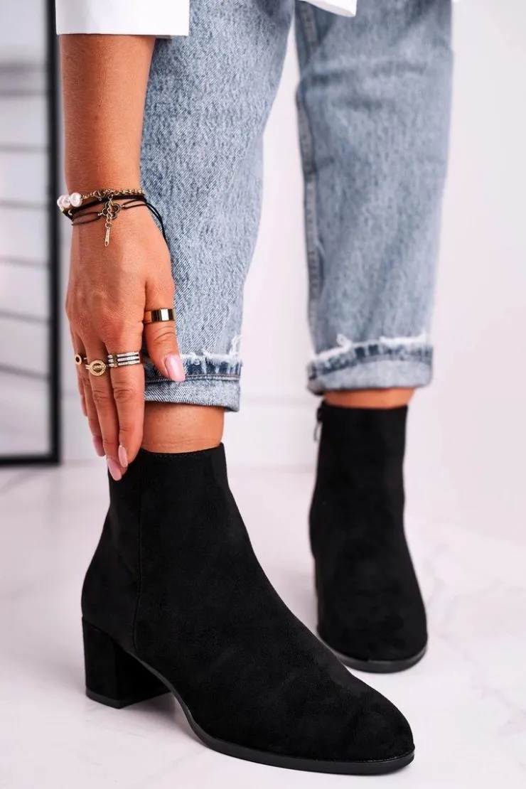 Buty Sergio Leone Botki Na Słupku|Czarne Botki*Botki Damskie Sergio Leone Czarne BT528