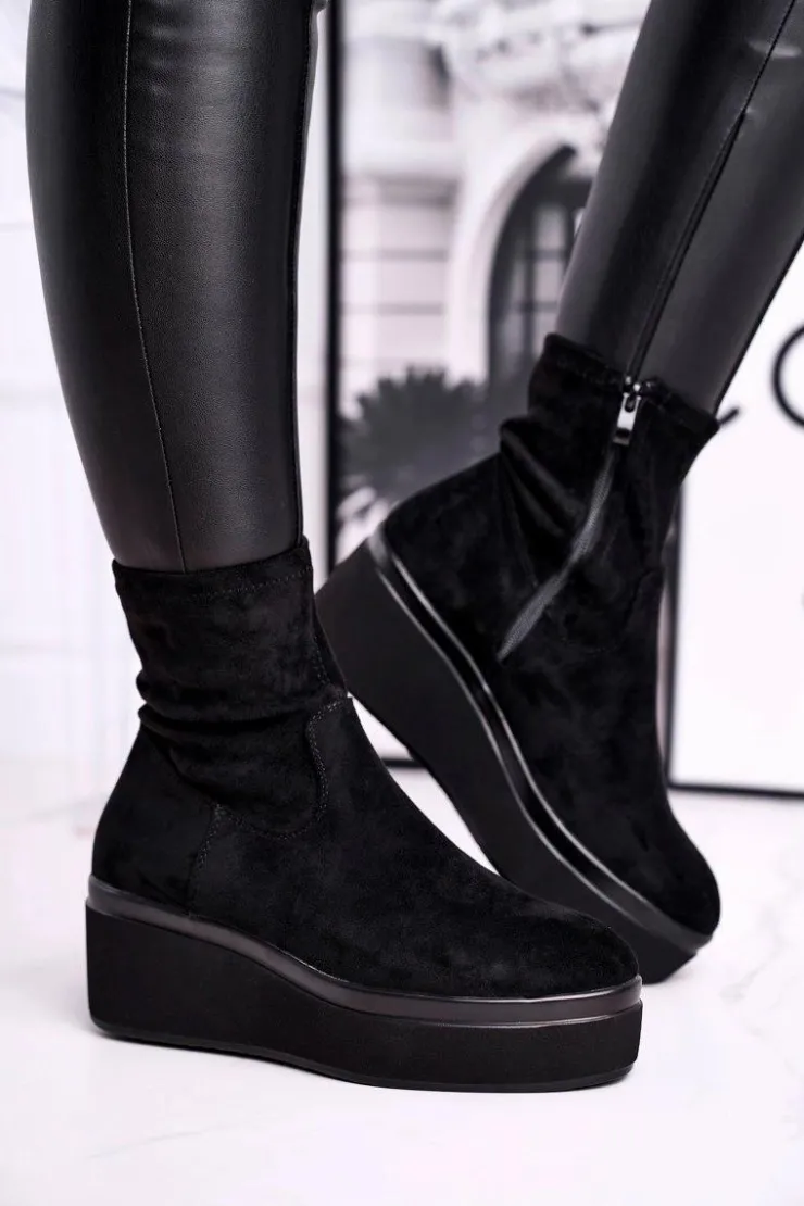 Damskie Buty Sergio Leone Botki Damskie Sergio Leone BT730 Czarne