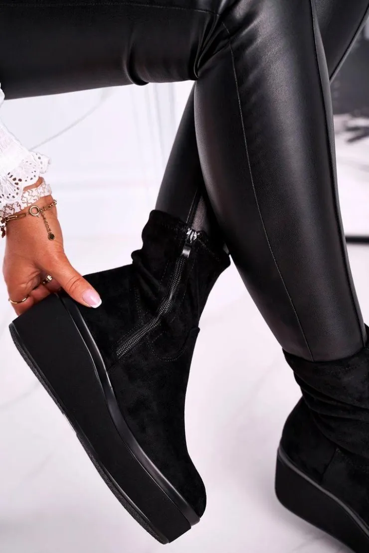 Damskie Buty Sergio Leone Botki Damskie Sergio Leone BT730 Czarne