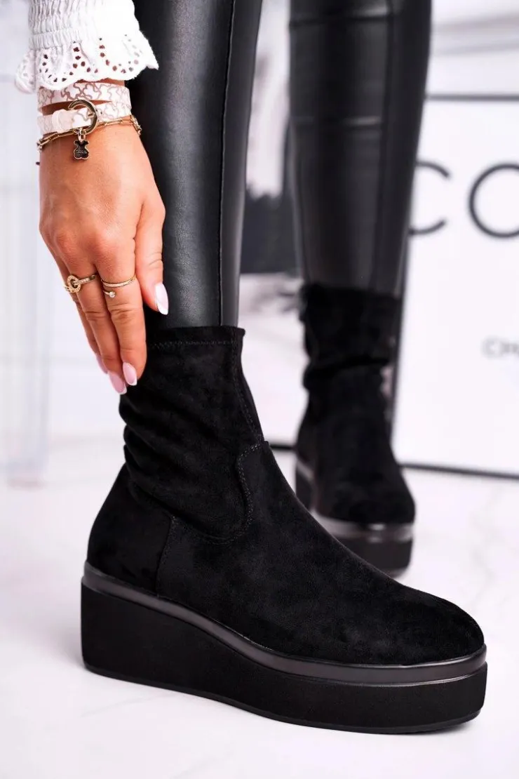 Damskie Buty Sergio Leone Botki Damskie Sergio Leone BT730 Czarne