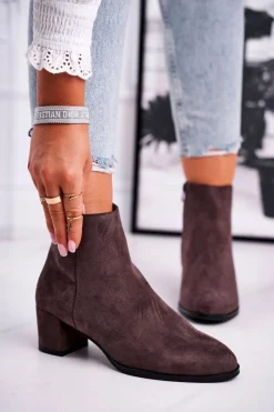 Damskie Buty Sergio Leone Botki Damskie Sergio Leone Coffee BT528