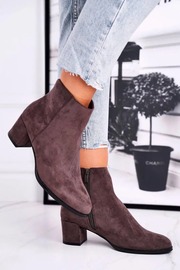 Damskie Buty Sergio Leone Botki Damskie Sergio Leone Coffee BT528