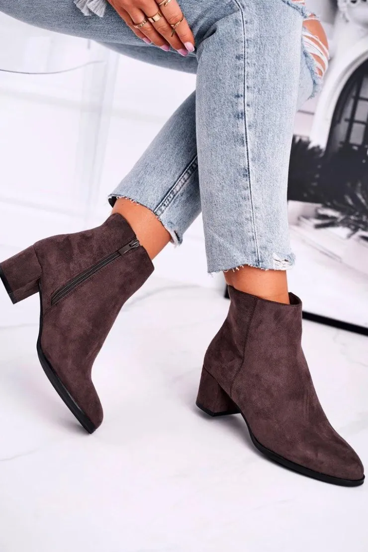 Damskie Buty Sergio Leone Botki Damskie Sergio Leone Coffee BT528