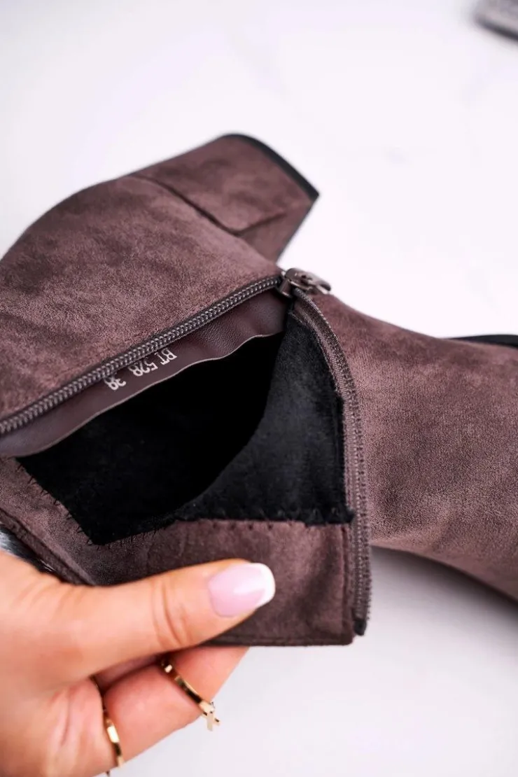 Damskie Buty Sergio Leone Botki Damskie Sergio Leone Coffee BT528