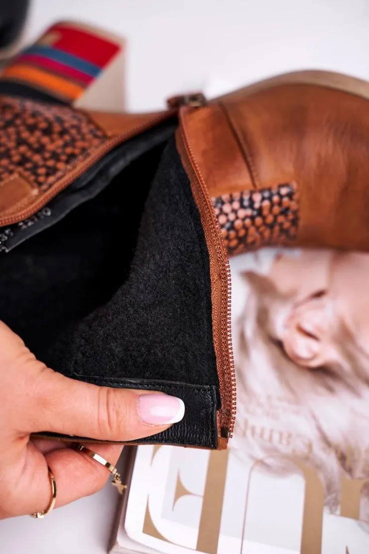 Maciejka Botki Maciejka|Botki Na Słupku*Botki Damskie Skórzane Rude 04635-29