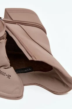 Clearance Buty damskie Vinceza Botki Damskie Skórzane Na Klocku Ocieplane Vinceza 39950 Beżowe Beżowy