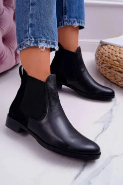 Maciejka Botki Maciejka|Brązowe I Beżowe Botki*Botki Damskie Skórzane Sztyblety Czarne 04359