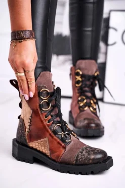 Best Maciejka Botki Damskie Skórzane Trzewiki Rude 04184-29/00-3