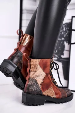 Best Maciejka Botki Damskie Skórzane Trzewiki Rude 04184-29/00-3