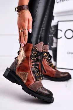 Best Maciejka Botki Damskie Skórzane Trzewiki Rude 04184-29/00-3