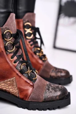 Best Maciejka Botki Damskie Skórzane Trzewiki Rude 04184-29/00-3