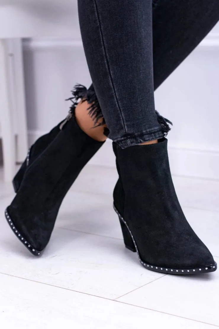 Boto Botki Na Słupku|Botki Zimowe Damskie*Botki Damskie Skórzane W Szpic Z Suwakiem Czarne Sonoma