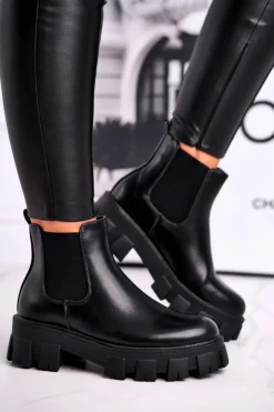 Damskie Boto Botki Damskie Sztyblety Morie Czarne