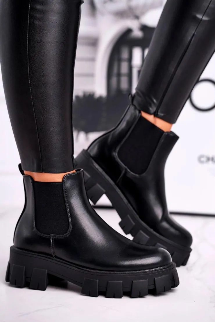 Damskie Boto Botki Damskie Sztyblety Morie Czarne