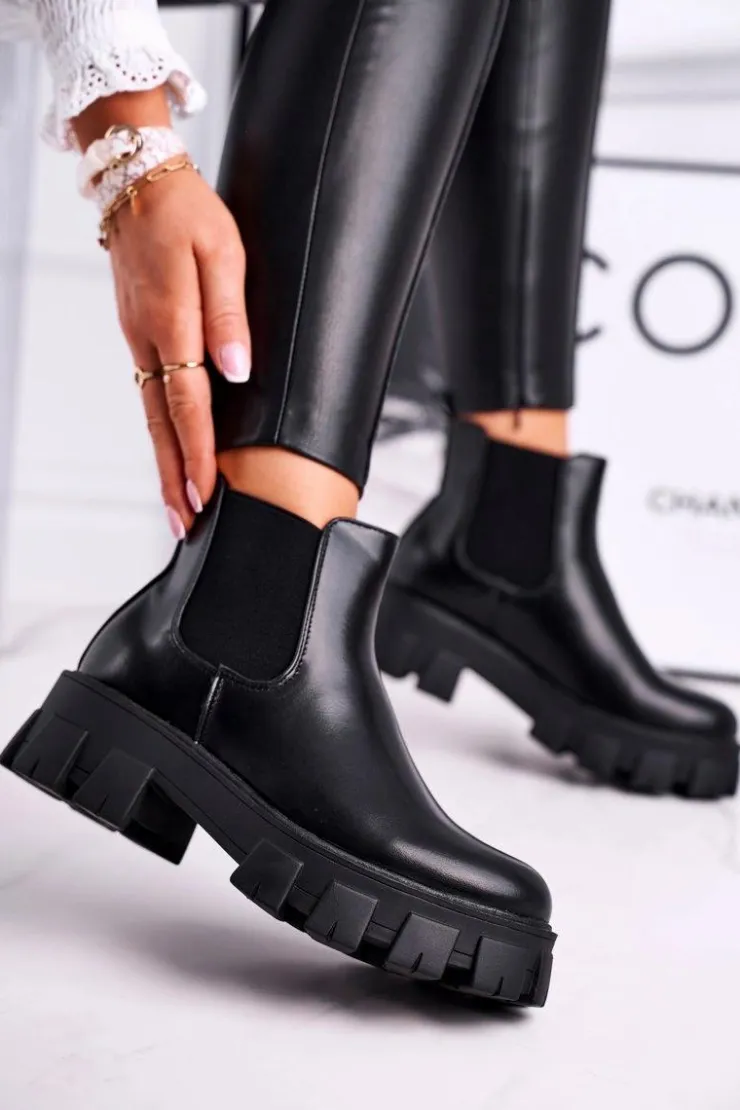 Damskie Boto Botki Damskie Sztyblety Morie Czarne