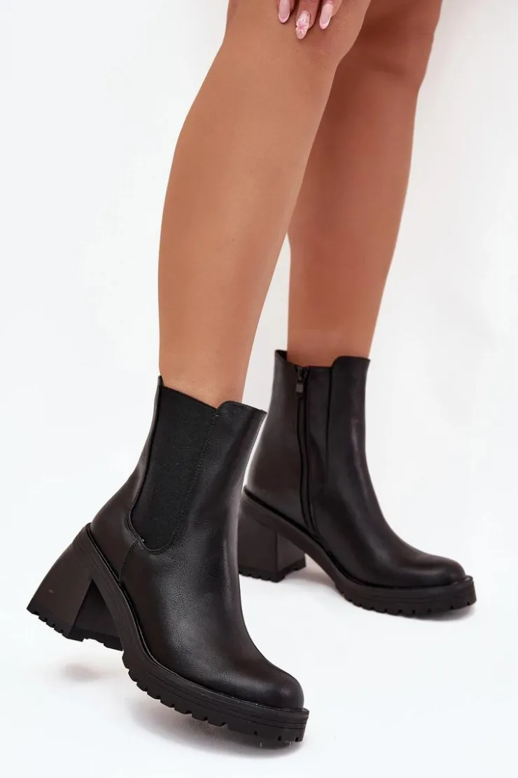 Boto Czarne Botki|Botki Na Obcasie*Botki Damskie Sztyblety Na Słupku Czarne Thalira