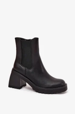 Boto Czarne Botki|Botki Na Obcasie*Botki Damskie Sztyblety Na Słupku Czarne Thalira