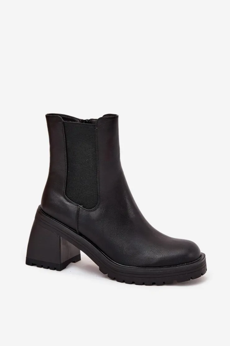 Boto Czarne Botki|Botki Na Obcasie*Botki Damskie Sztyblety Na Słupku Czarne Thalira