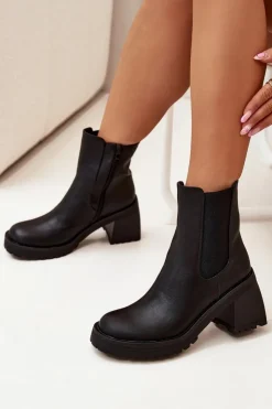 Boto Czarne Botki|Botki Na Obcasie*Botki Damskie Sztyblety Na Słupku Czarne Thalira