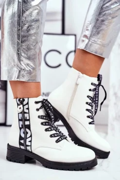 Clearance Buty damskie Vinceza Botki Damskie Trapery Białe Verso