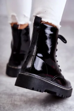 Damskie buty S.Barski Botki Damskie Trapery Czarne Kognito