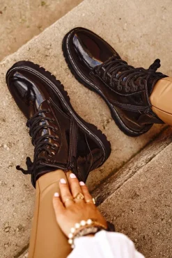 Damskie buty S.Barski Botki Damskie Trapery Czarne Kognito