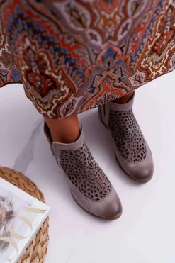 Best Boto Botki Damskie Wiosenne Kowbojki Szare 2366 Draw