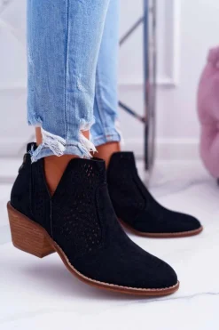 Boto Botki Wiosenne|Botki Na Obcasie*Botki Damskie Wiosenne Kowbojki Czarne Matty