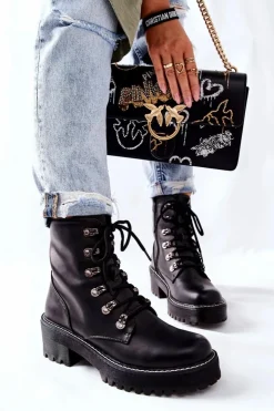 Damskie Boto Botki Damskie Workery Czarne Magris