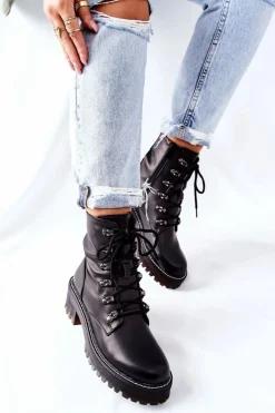 Damskie Boto Botki Damskie Workery Czarne Magris