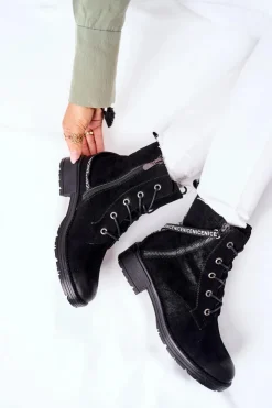 Discount Buty damskie Vinceza Botki Damskie Workery Czarne Goorey