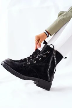 Discount Buty damskie Vinceza Botki Damskie Workery Czarne Goorey