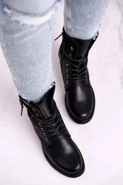 Damskie Evento Botki Damskie Workery Czarne Perfecto