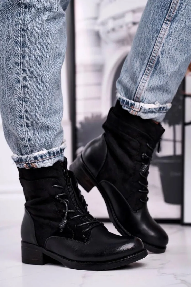 Online Evento Botki Damskie Workery Czarne Bear