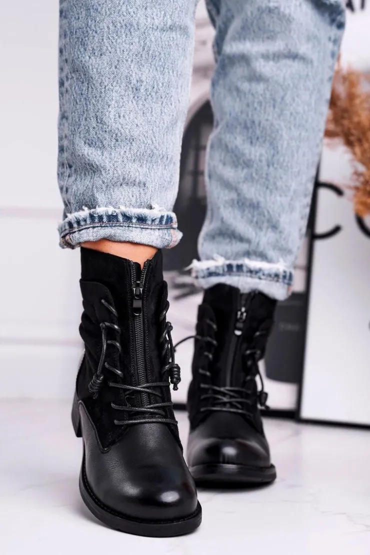 Online Evento Botki Damskie Workery Czarne Bear