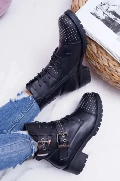 Boto Botki Zimowe Damskie|Botki Workery*Botki Damskie Workery Czarne Aveley