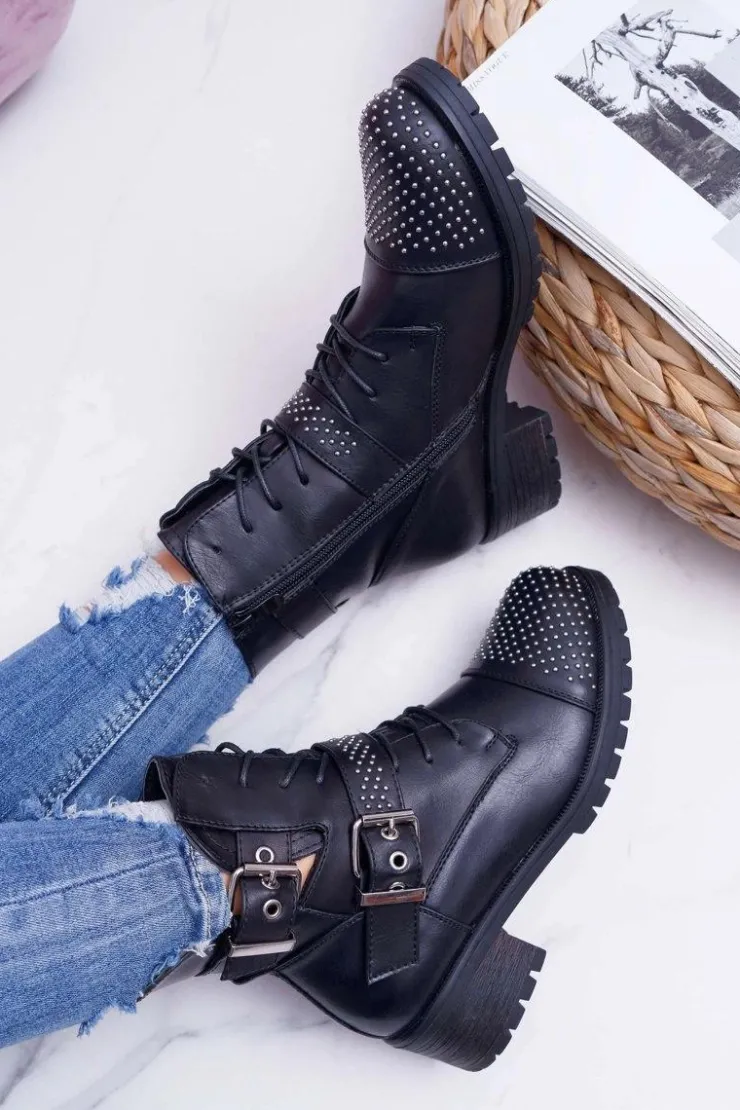 Boto Botki Zimowe Damskie|Botki Workery*Botki Damskie Workery Czarne Aveley