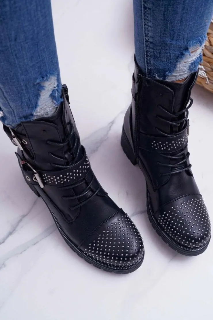 Boto Botki Zimowe Damskie|Botki Workery*Botki Damskie Workery Czarne Aveley