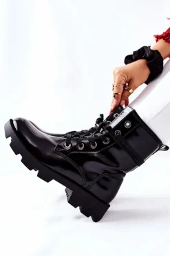 Boto Damskie Trapery|Botki Sznurowane*Botki Damskie Workery Czarne Semope