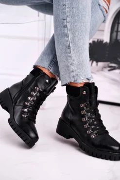 Damskie Boto Botki Damskie Workery Czarne Endragon